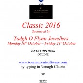 Tadgh O’Flynn Classic – Entry Deadline Mon 3rd October