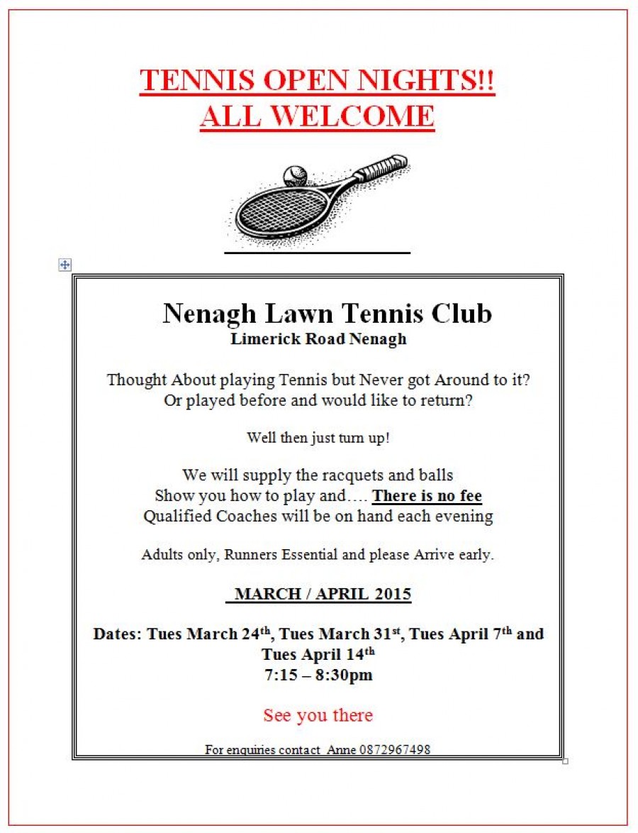 Anyone For Tennis? Club Open Nights