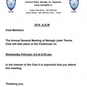 AGM Wednesday 4th Feb 8pm