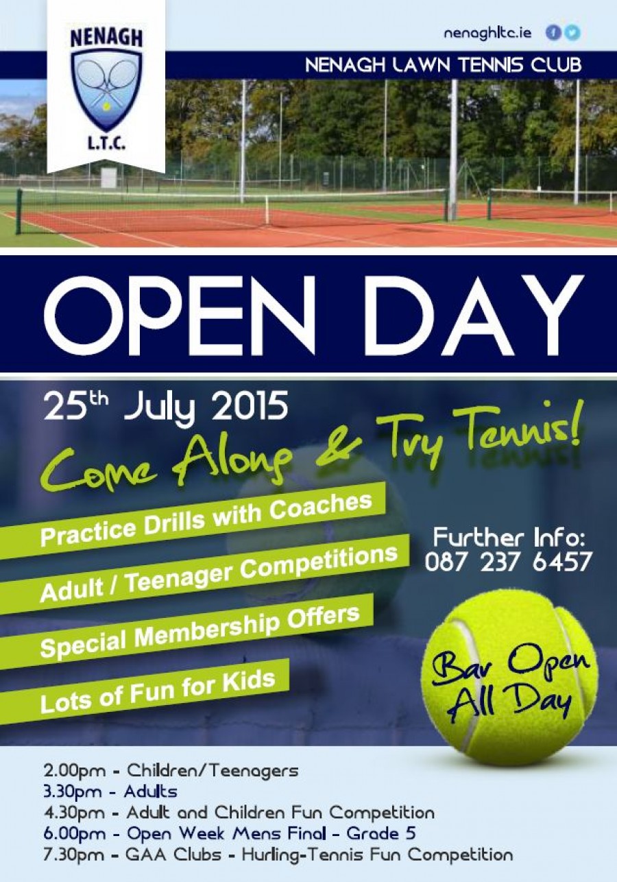 Nenagh Tennis Open Day Saturday 25th July