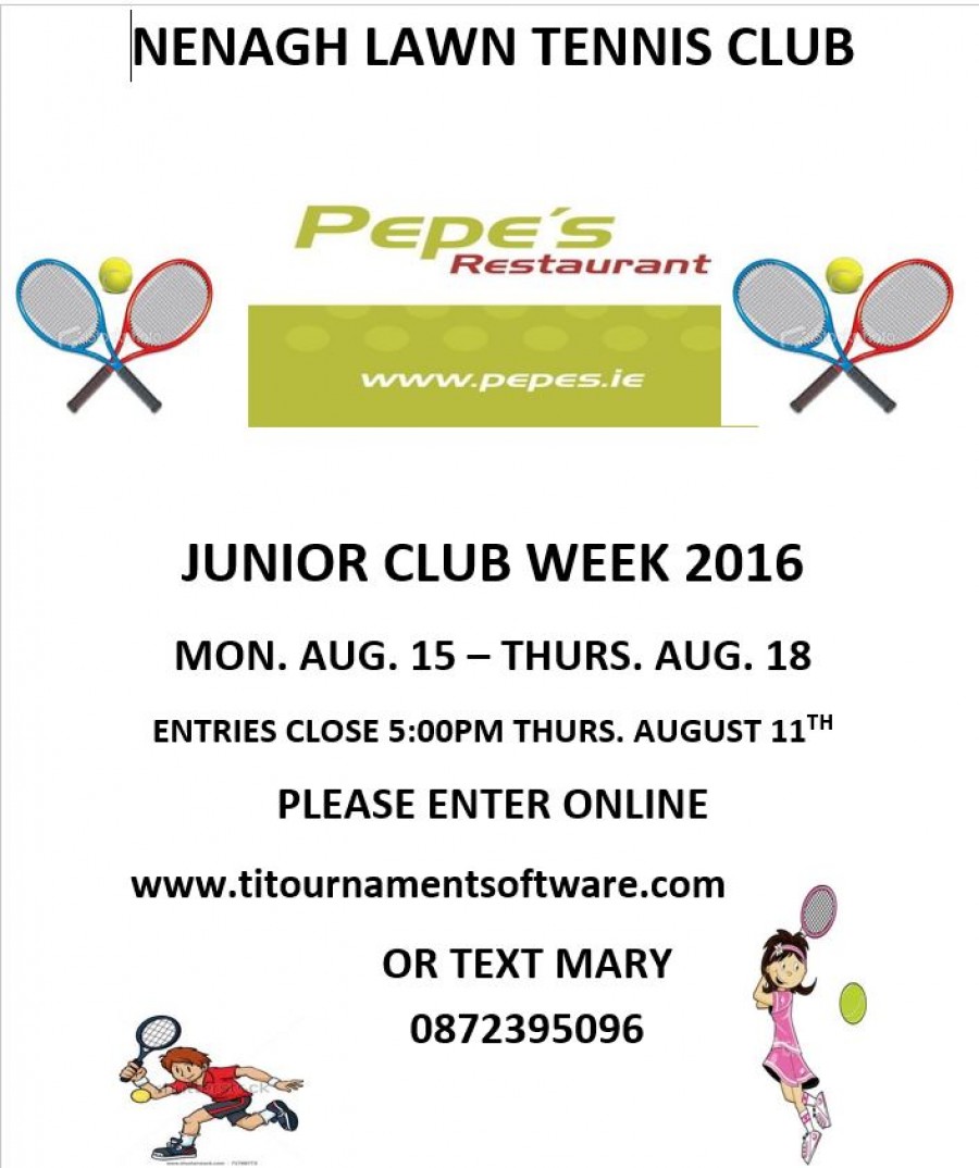 Pepe’s Junior Club Week Mon 15th to Thurs 18th Aug